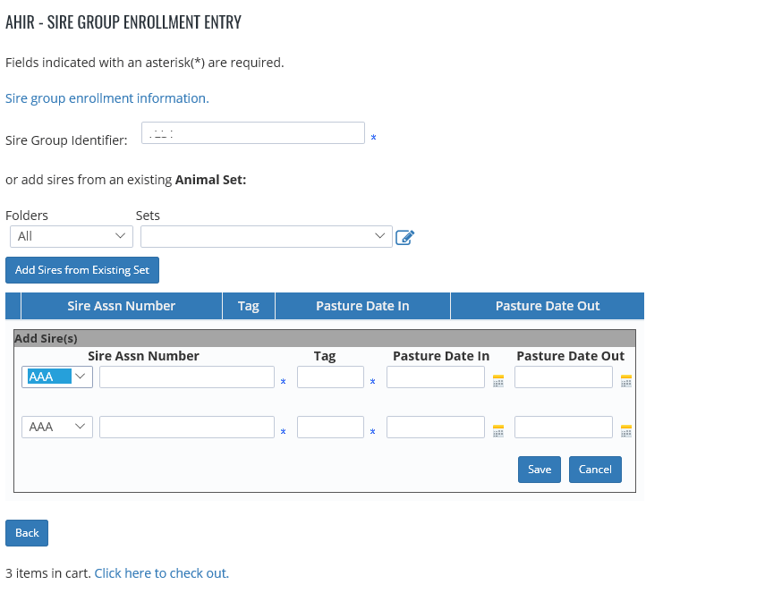 Sire Group Enrollment